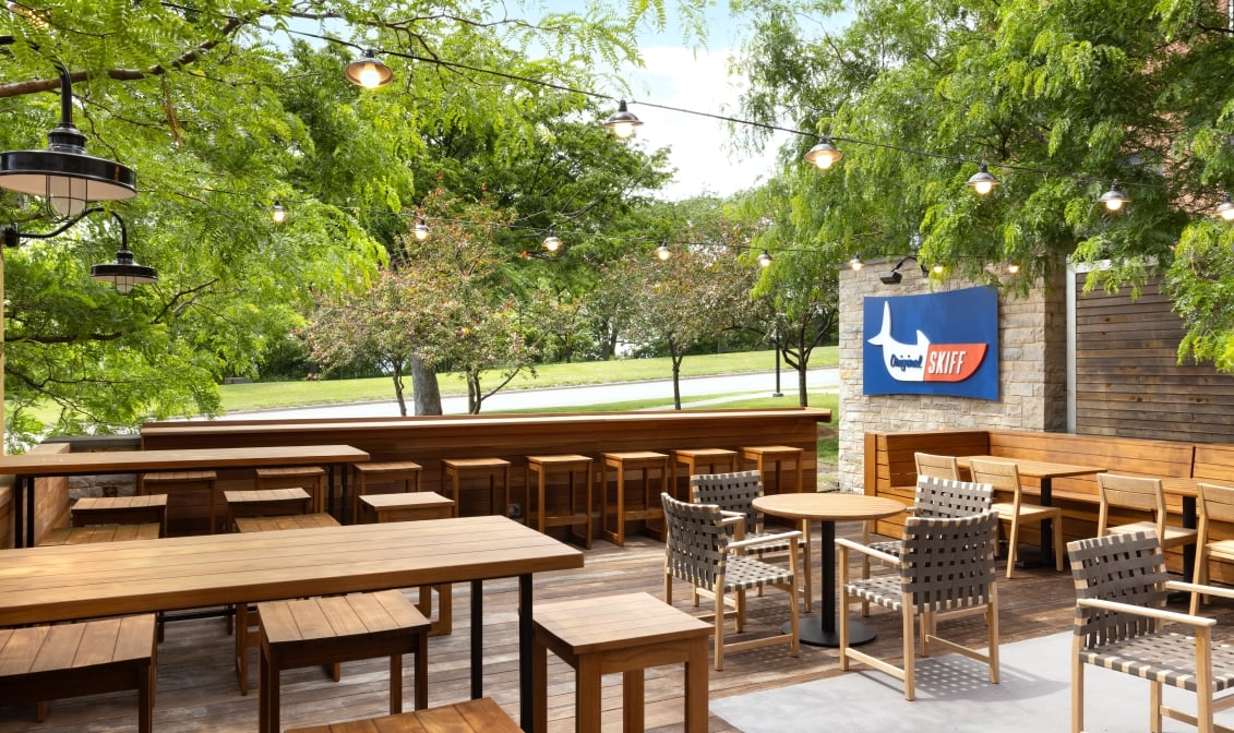 Patio at Original Skiff Burlington Vermont Restaurant at Hotel Champlain